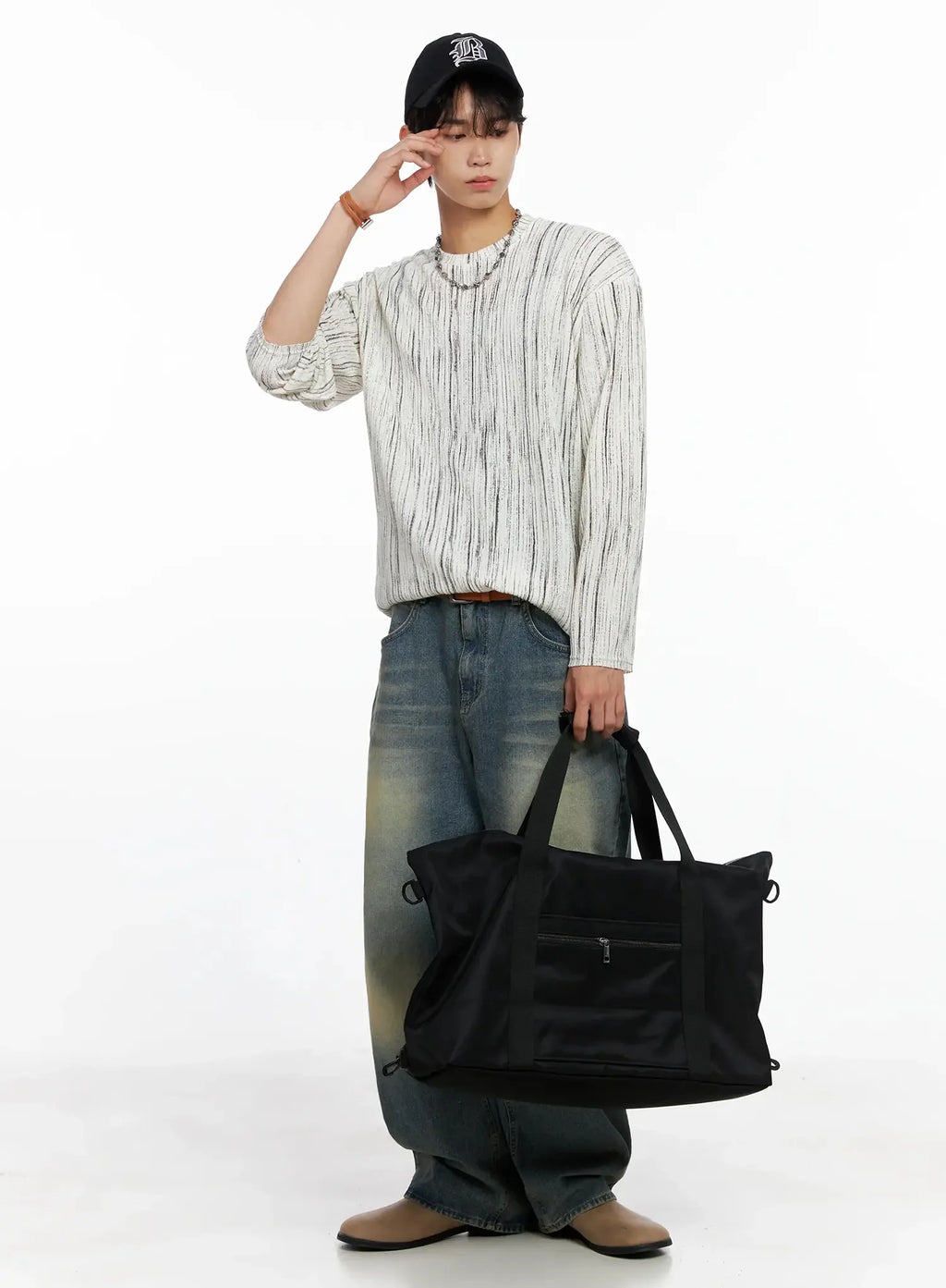 Men's Vertical Stripe Long Sleeve Shirt IO516
