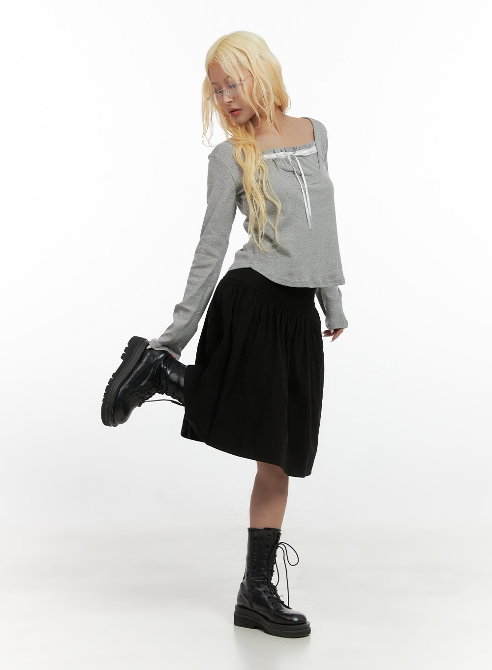 Chic Buttoned Flare Cotton Midi Skirt CS426