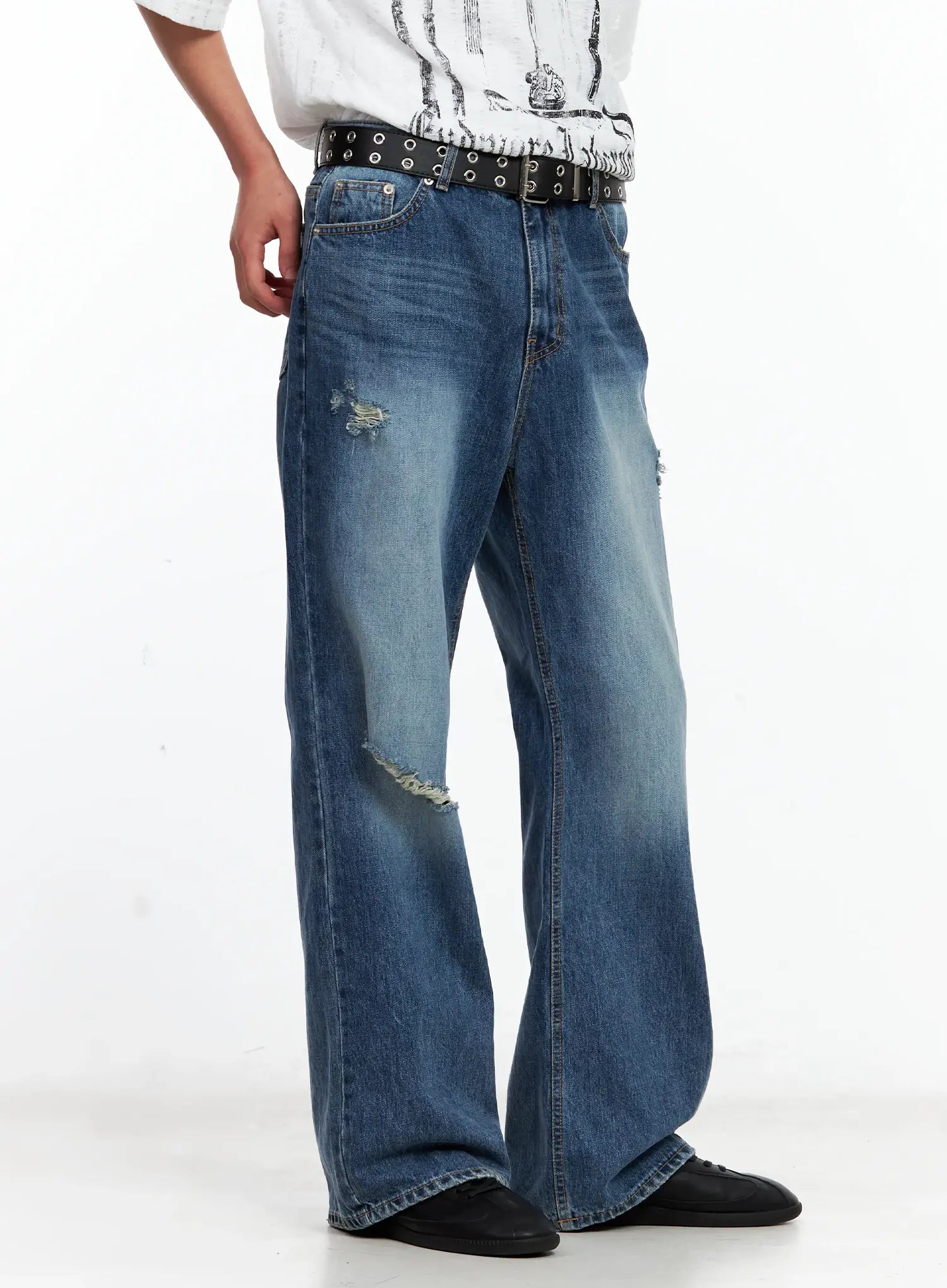 Men's Vintage Distressed Flare Jeans IL514