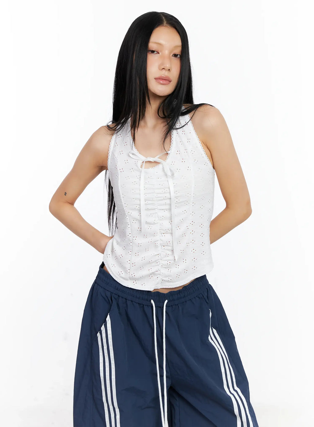 Lace Ribbon Halter Top CL529