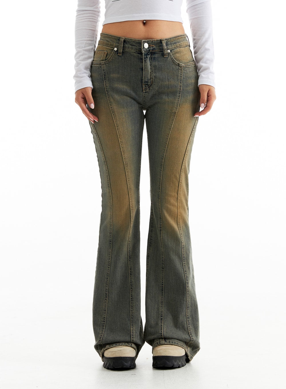 Stitched Bootcut Jeans CO313
