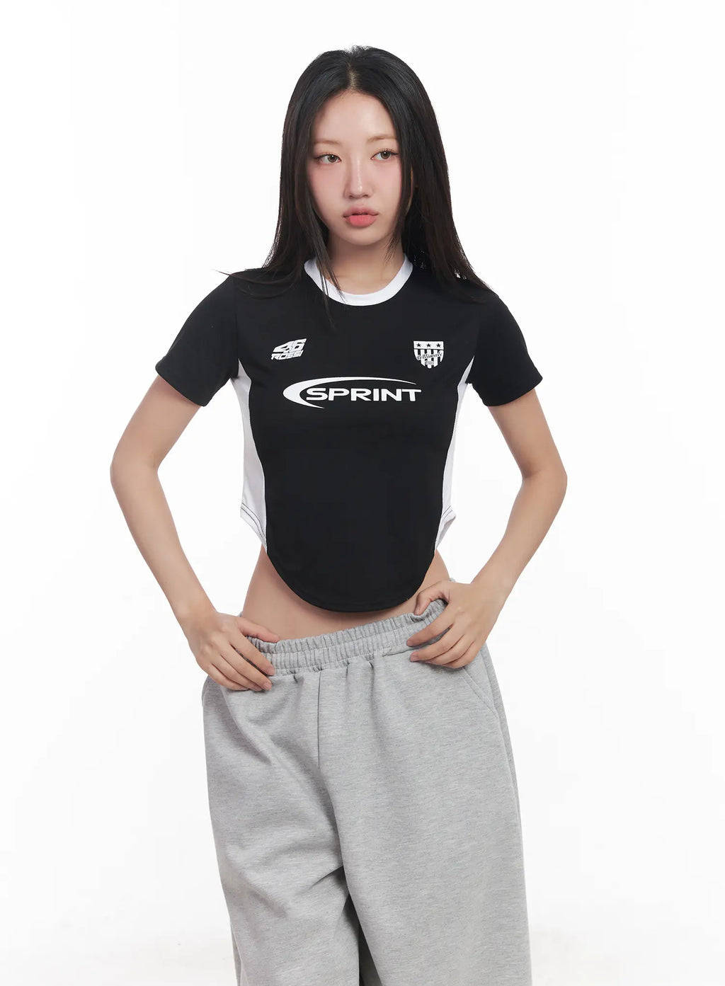 Two-Tone Graphic Crop Top CU517