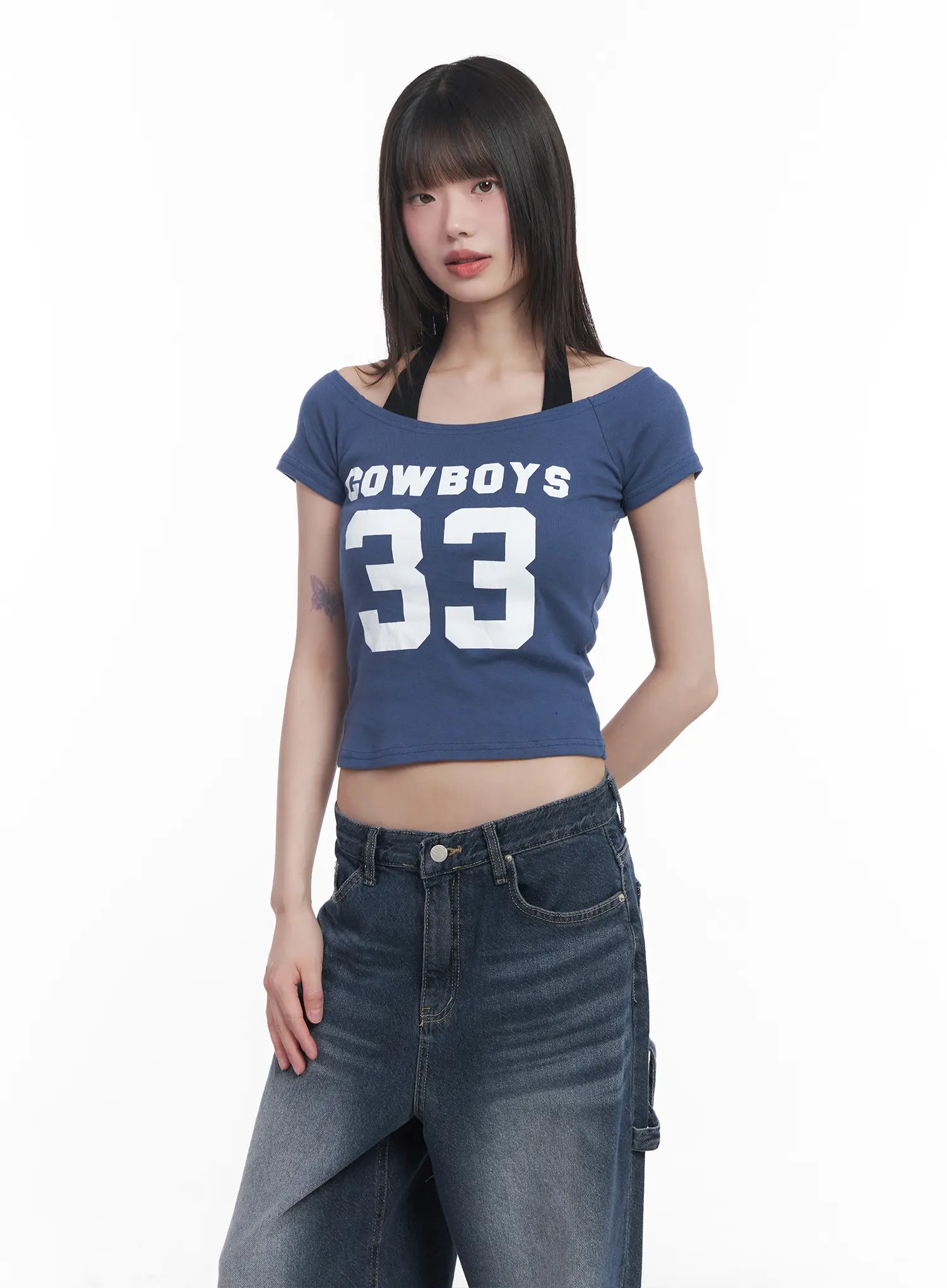 Cowboys Off-Shoulder Crop Tee CU518