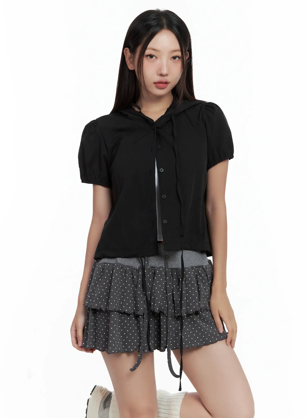 Casual Shirred Puff-Sleeve Jacket CL509