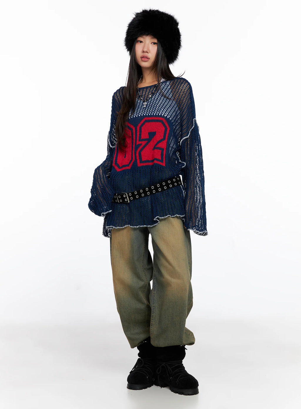 Mesh Knit Loose Fit Sweater CO515