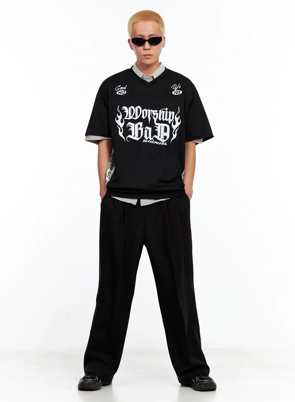 Men's Pleated Wide-Leg Pants IL511