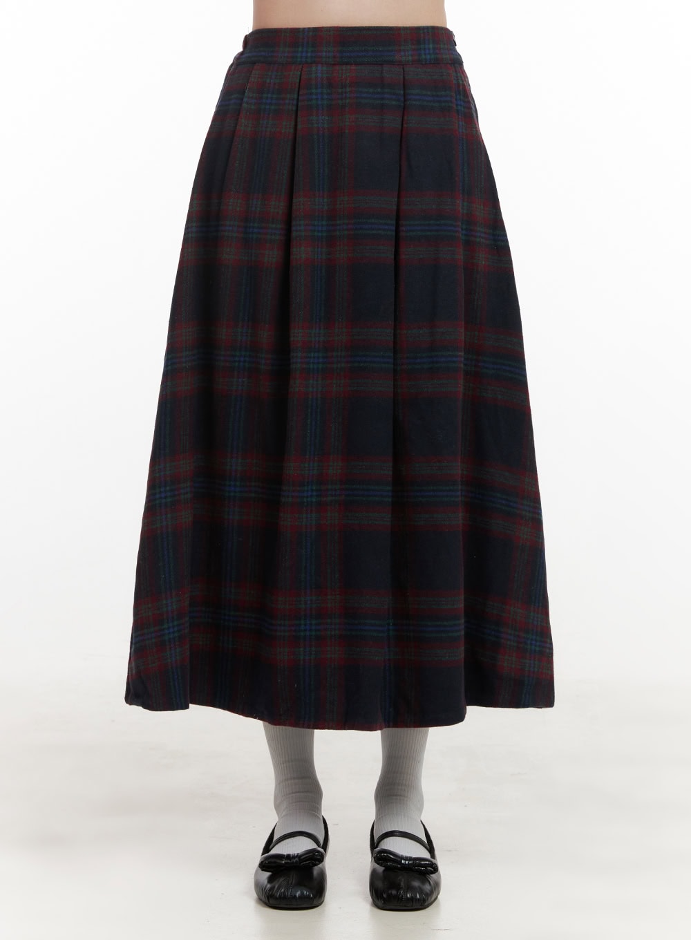 Wool Blend Checked Maxi Skirt OD418
