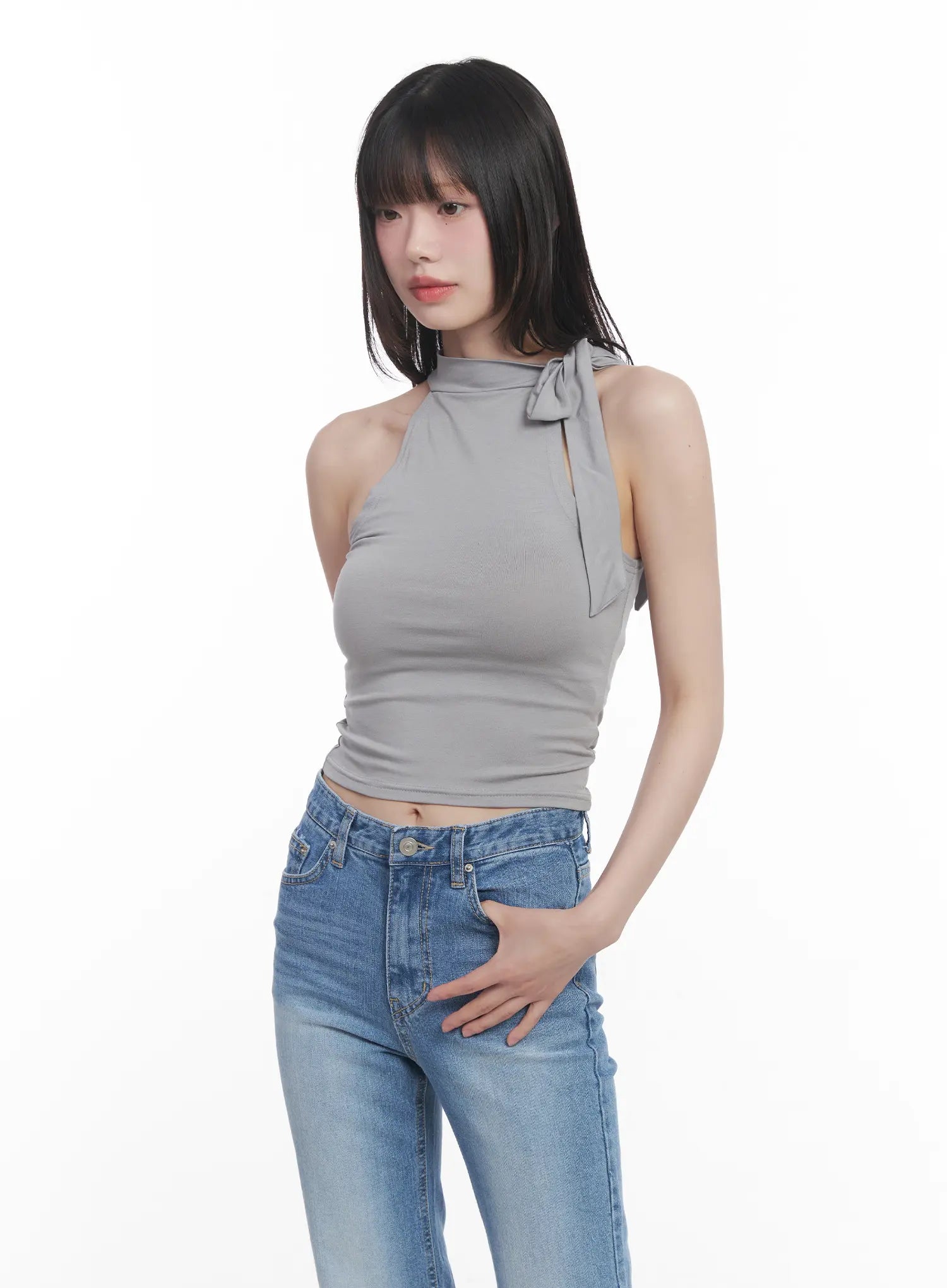 Slim-Fit Halter-Tie Tank Top CU520