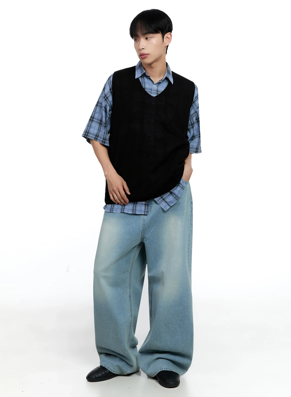 Men's Mid-Wash Baggy Jeans IG520