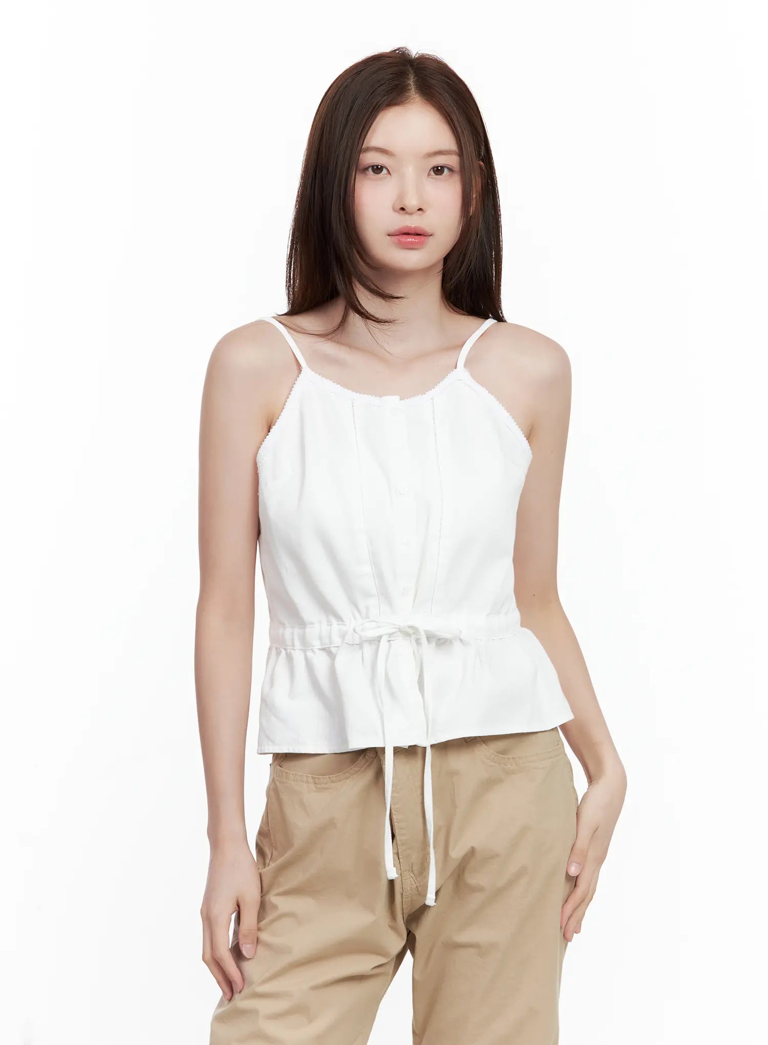 Lace Detail Buttoned Tank CL502