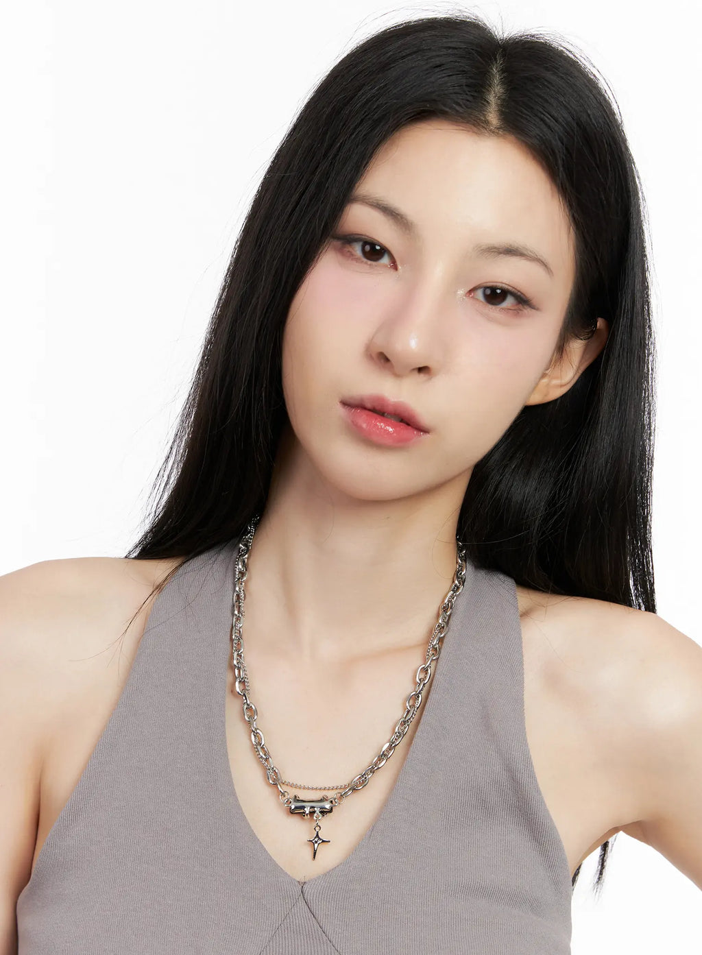 Black Crystal Pendant Necklace CG526