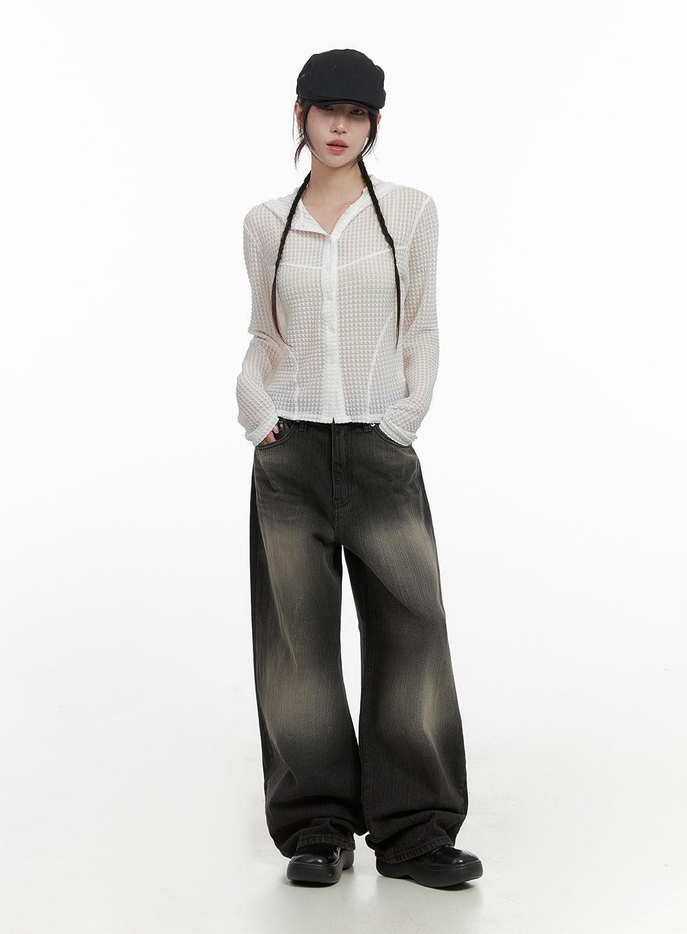 Sage Back-Buttoned Wide Pants CS430