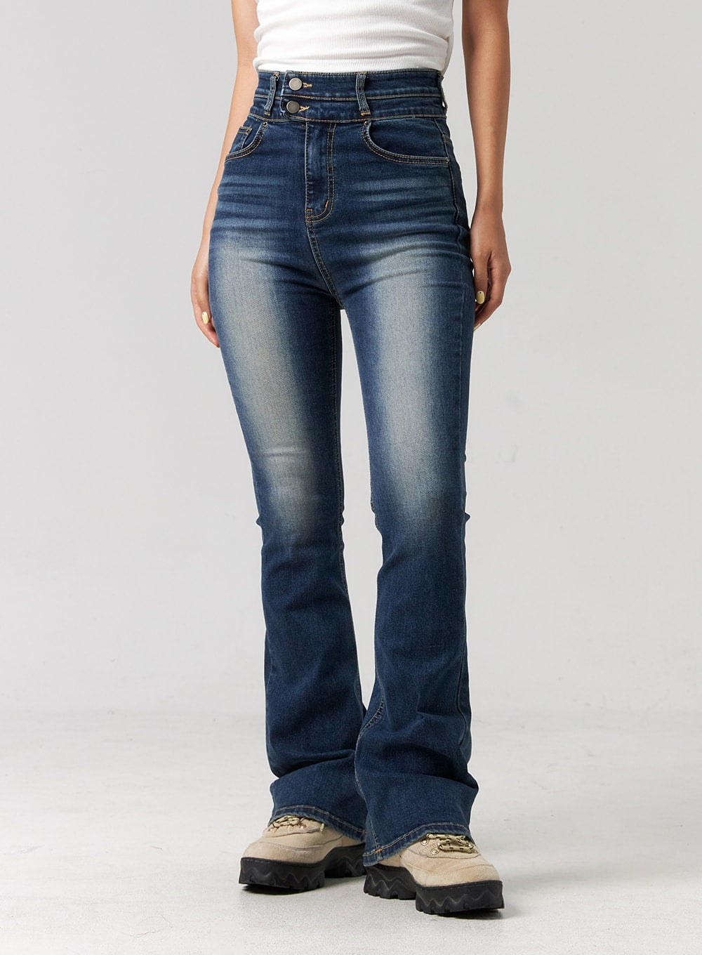 Washed Cotton Bootcut Jeans CG321