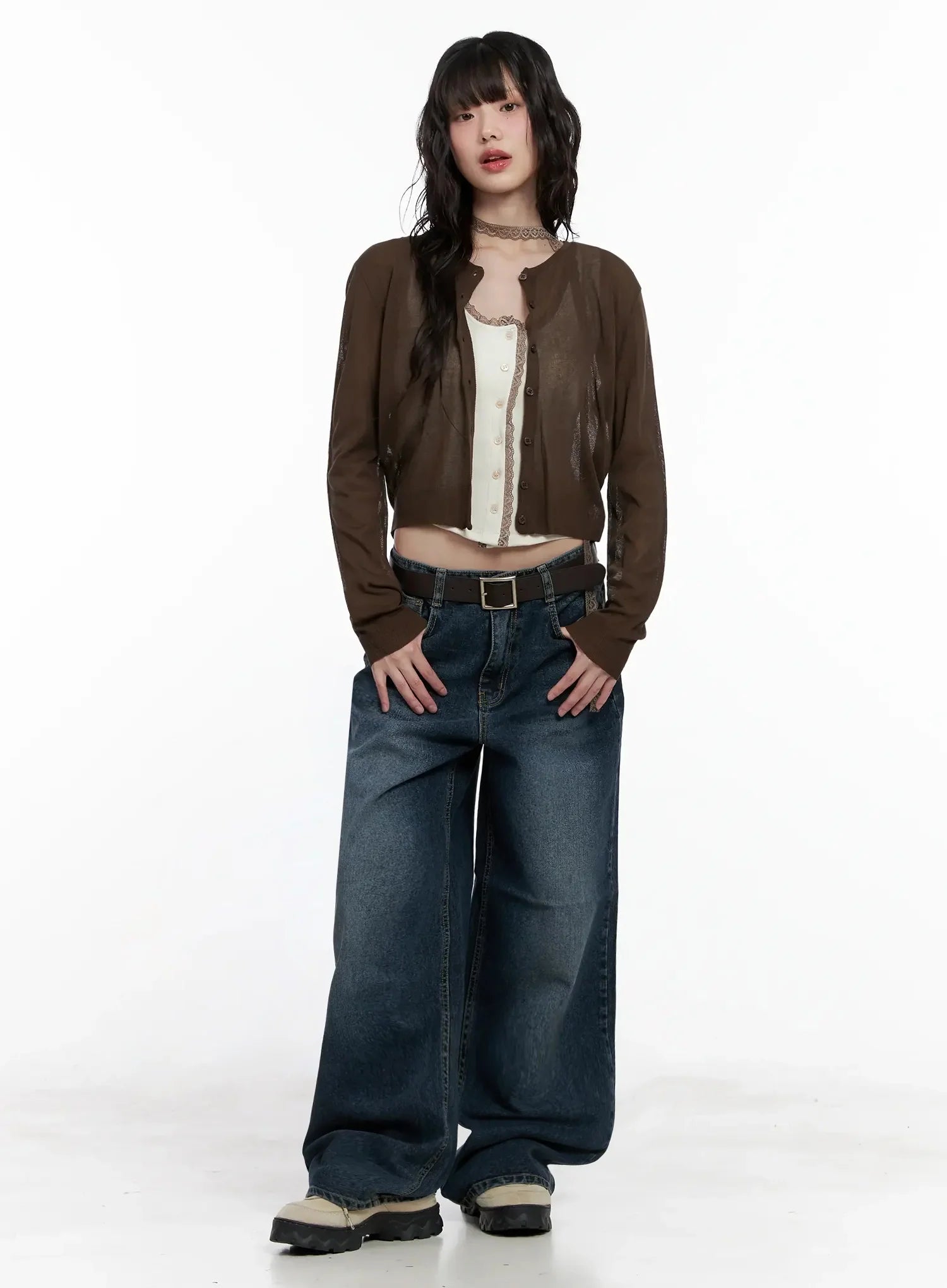 Mashiro Vintage-Wash Wide Jeans IL531