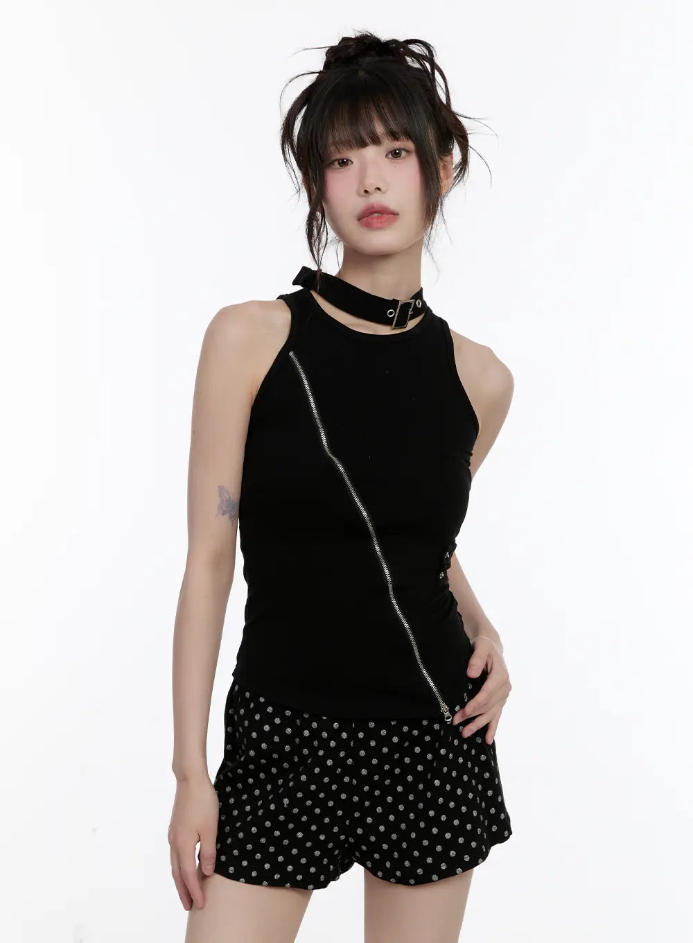 High-Neck Zip-Up Tank CL504