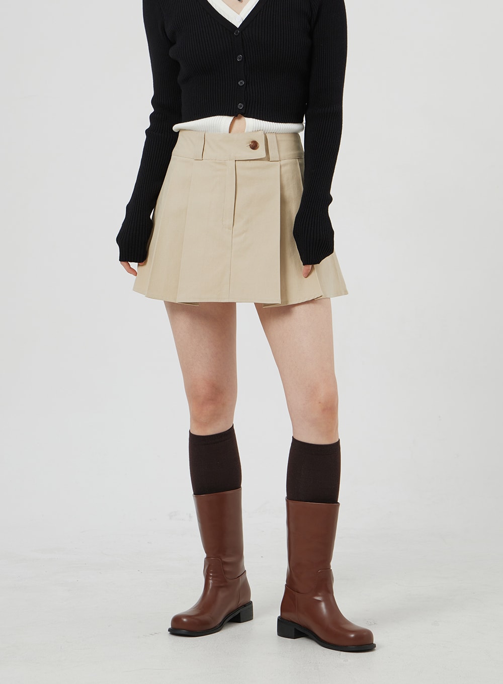 High Waist Pleated Mini Skirt OM306