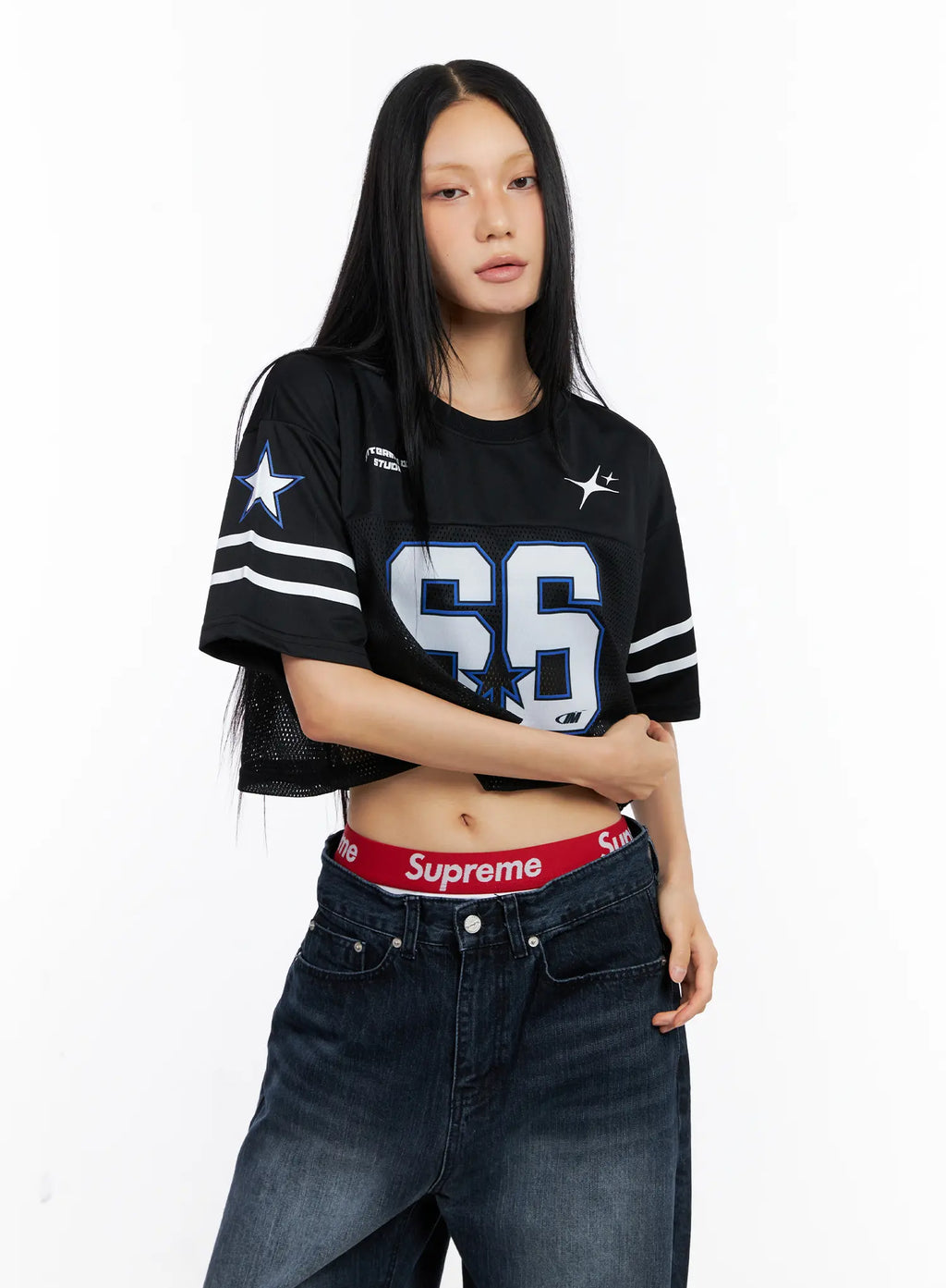 Graphic Mesh Cropped Jersey CL530