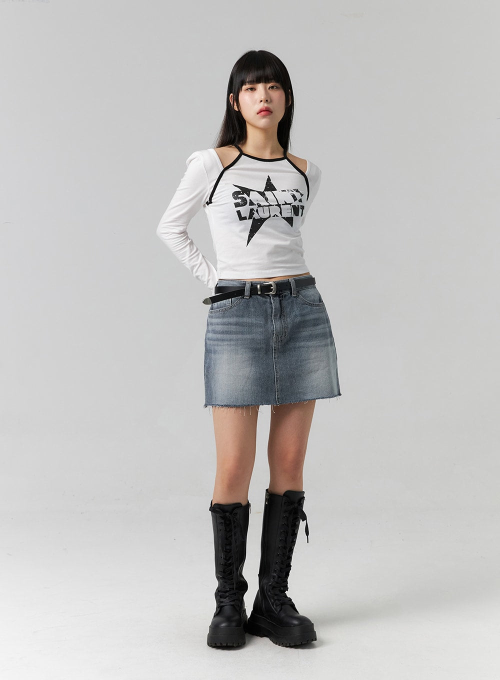 Graphic Cut-Out Crop Top CS314