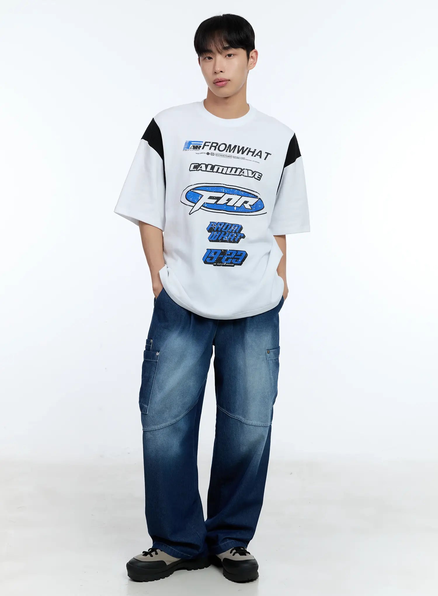 Men's Rivet Detail Wide Jeans IL517