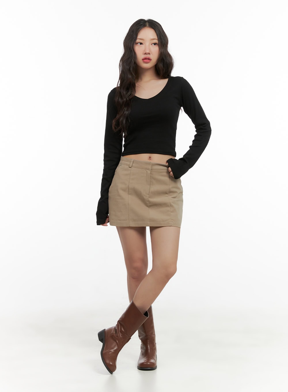 Cotton Solid Mini Skirt CG422