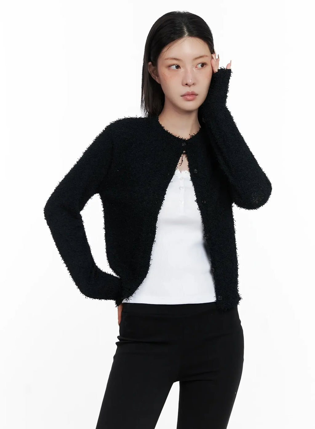 Textured Knit Cardigan IS508