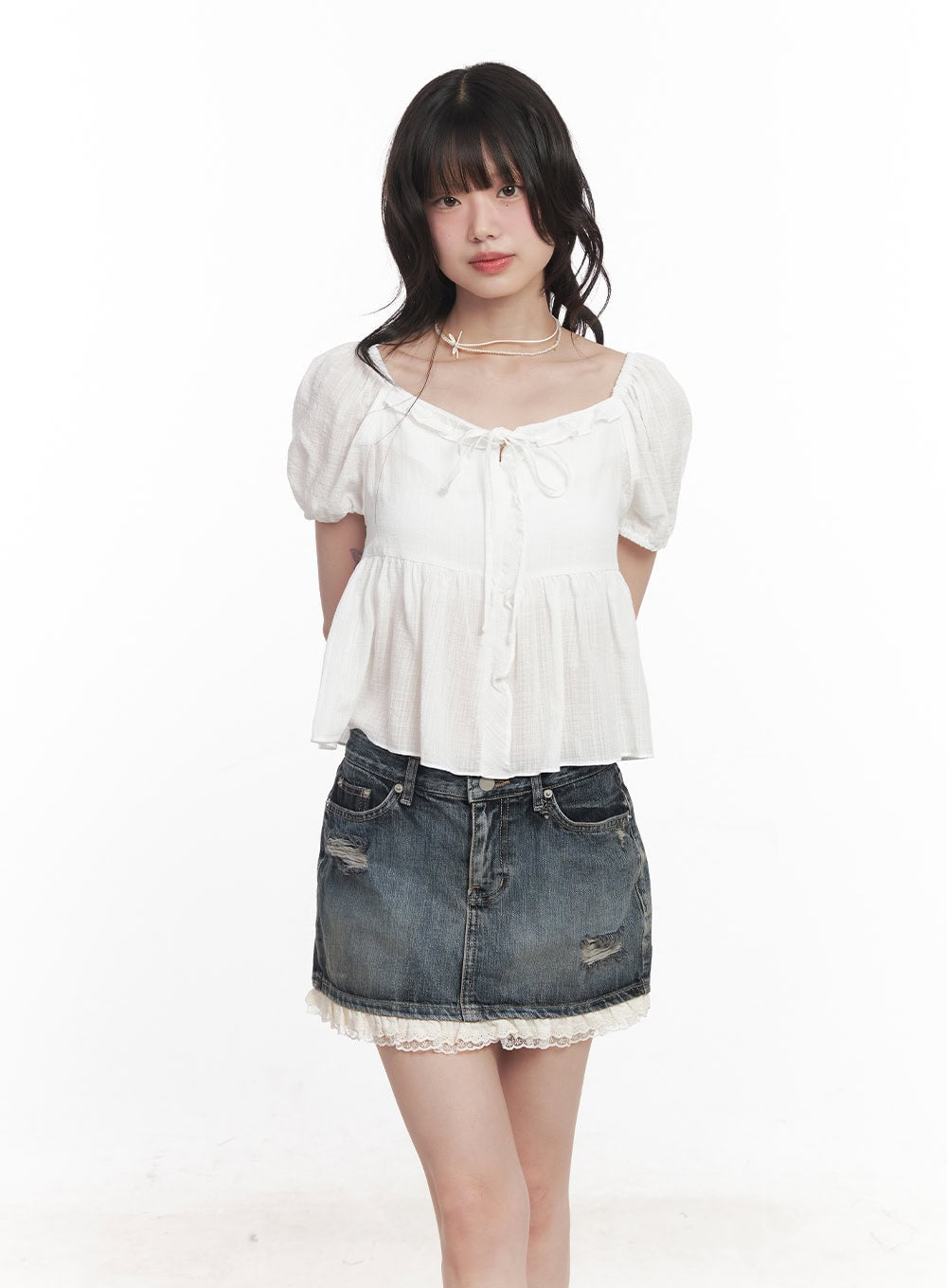 Puffed Short-Sleeve Blouse CY521