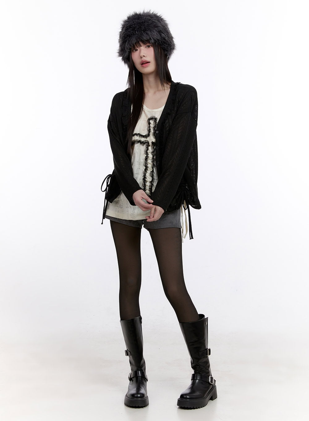 Sheer Knit Buttoned Cardigan CF512