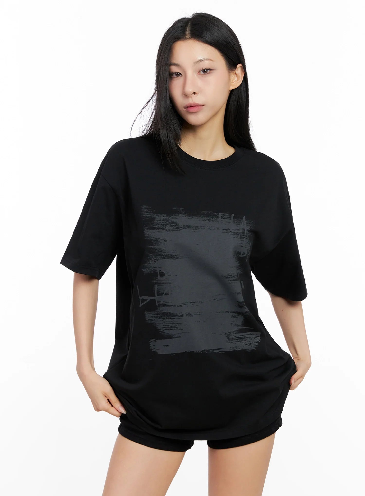 Brushstroke Graphic Oversized Tee IG508