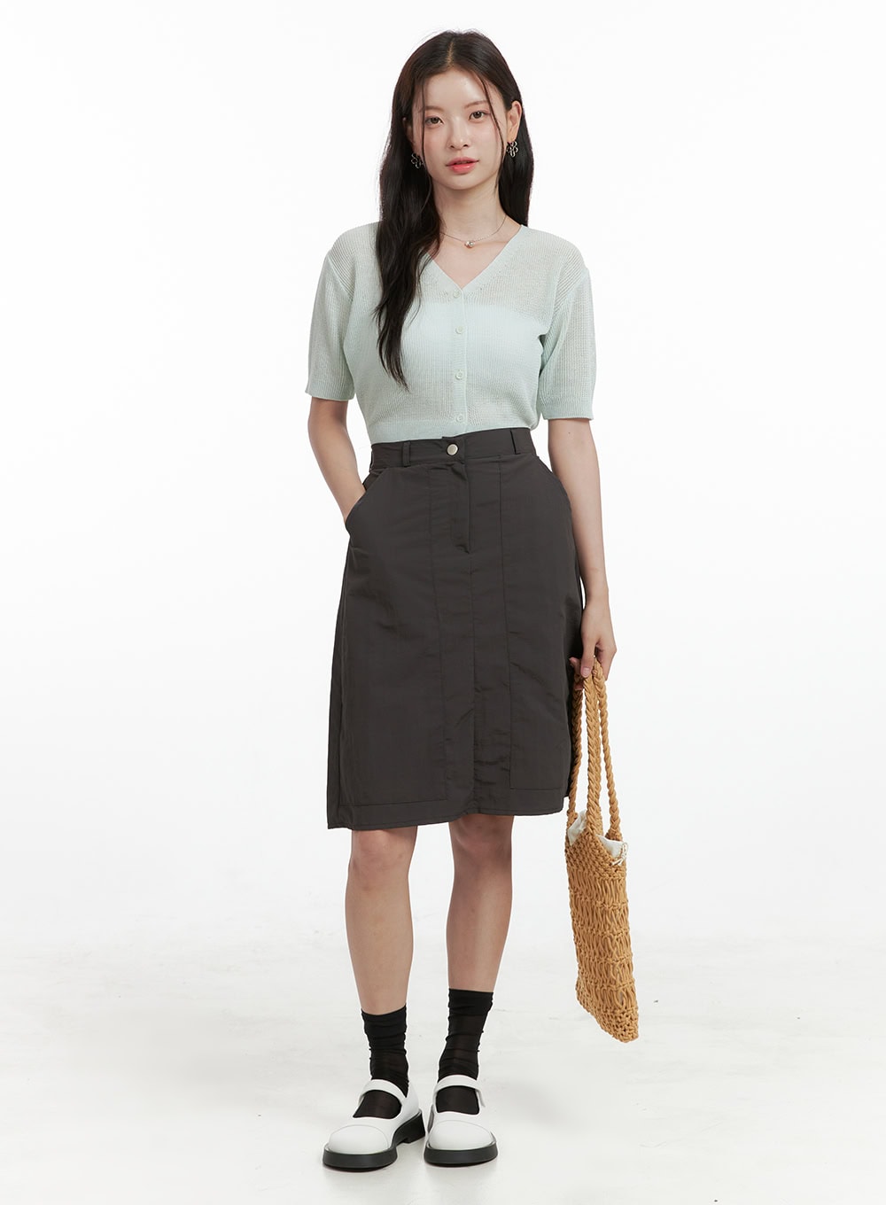 V-Neck Mesh Cardigan OL417