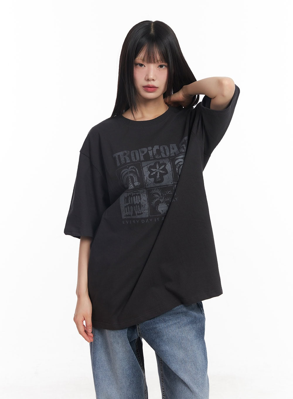 Cotton Graphic Oversized Tee CY514