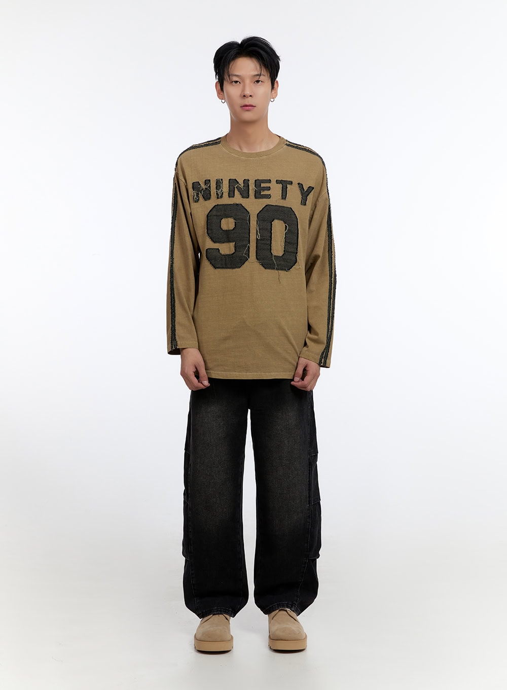 Men's Patchwork Round Neck Long Sleeve Shirt IO428