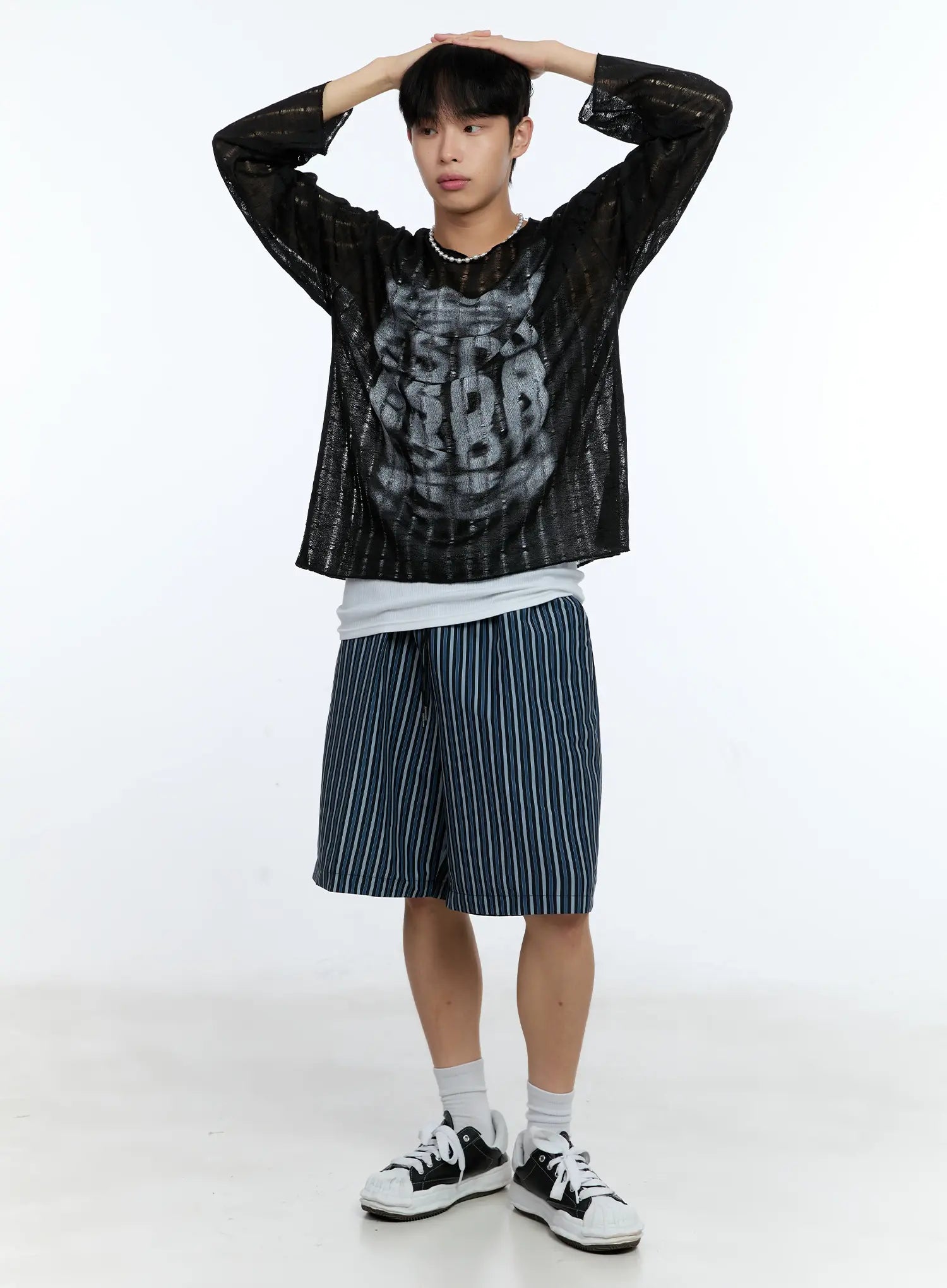 Men's Grunge Oversized Open Knit Sweater IG515
