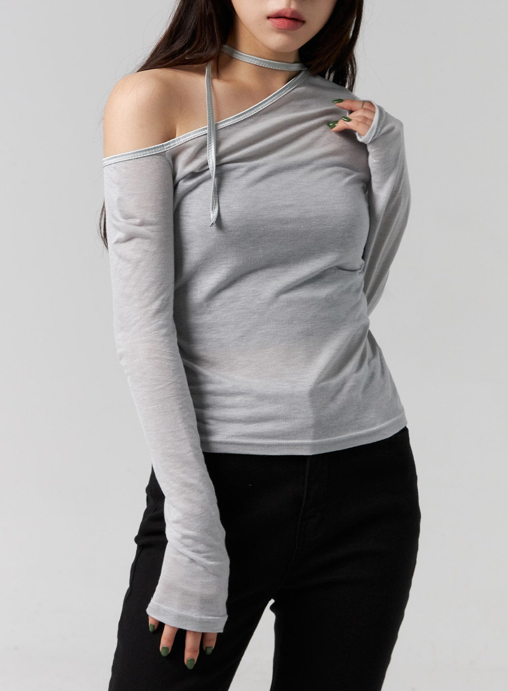 One Shoulder Long Sleeve Top CG317