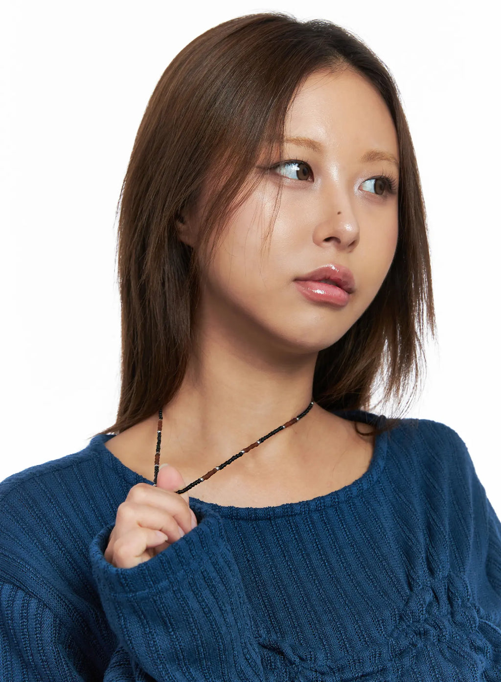 Brown Beaded Choker Necklace CO513