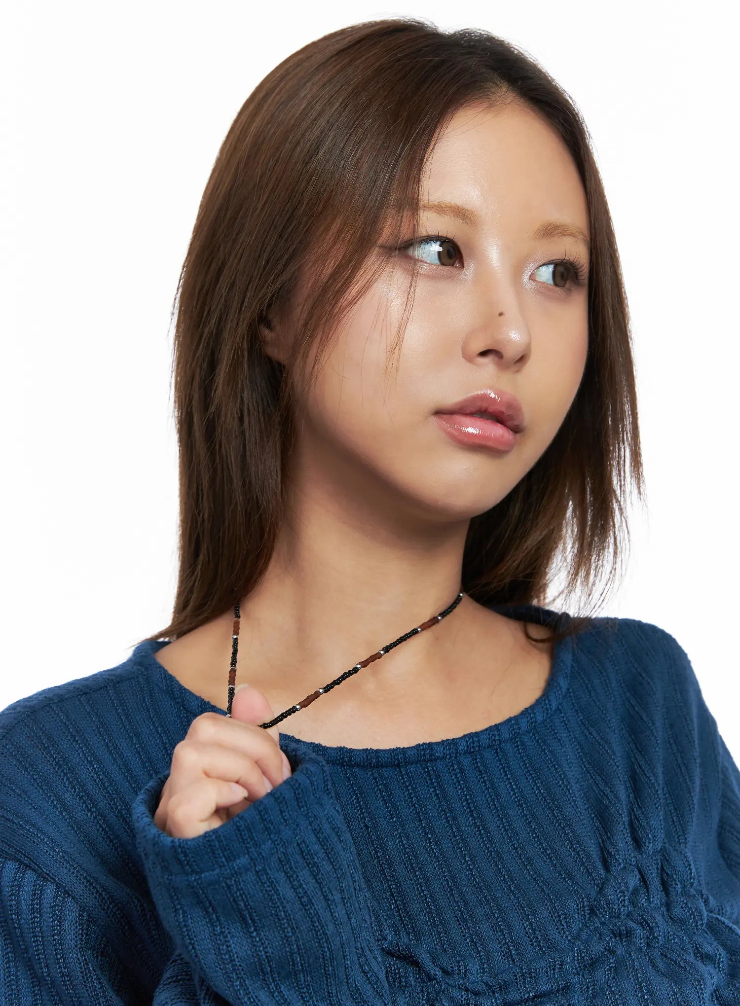 Brown Beaded Choker Necklace CO513