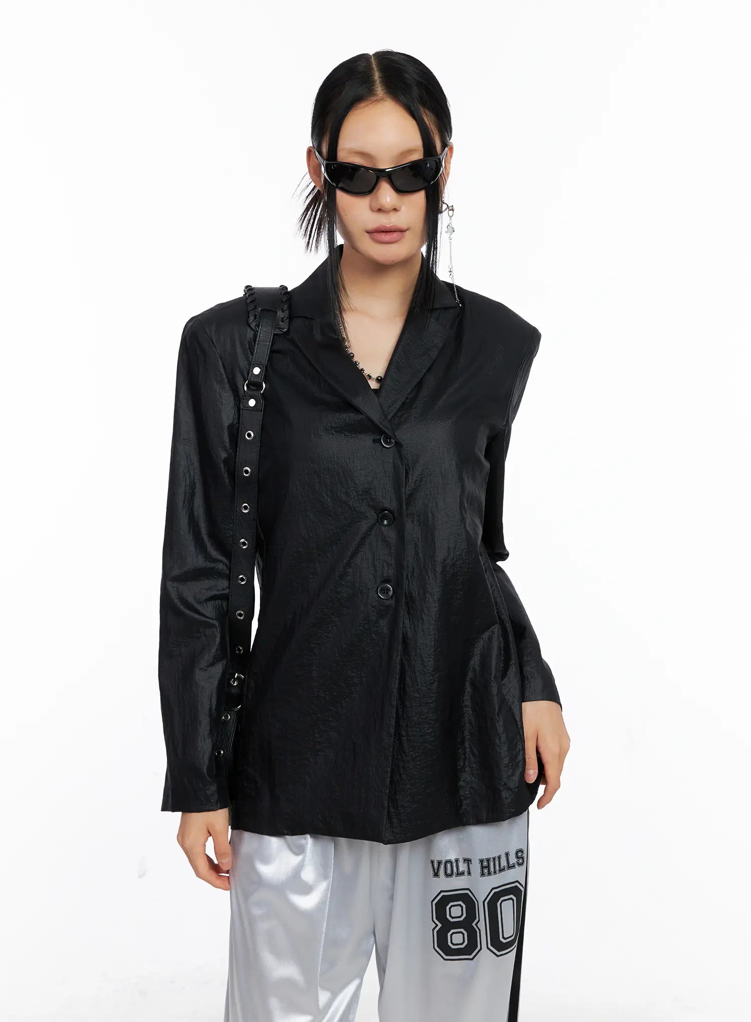 Black Nylon Slim Fit Jacket CS511