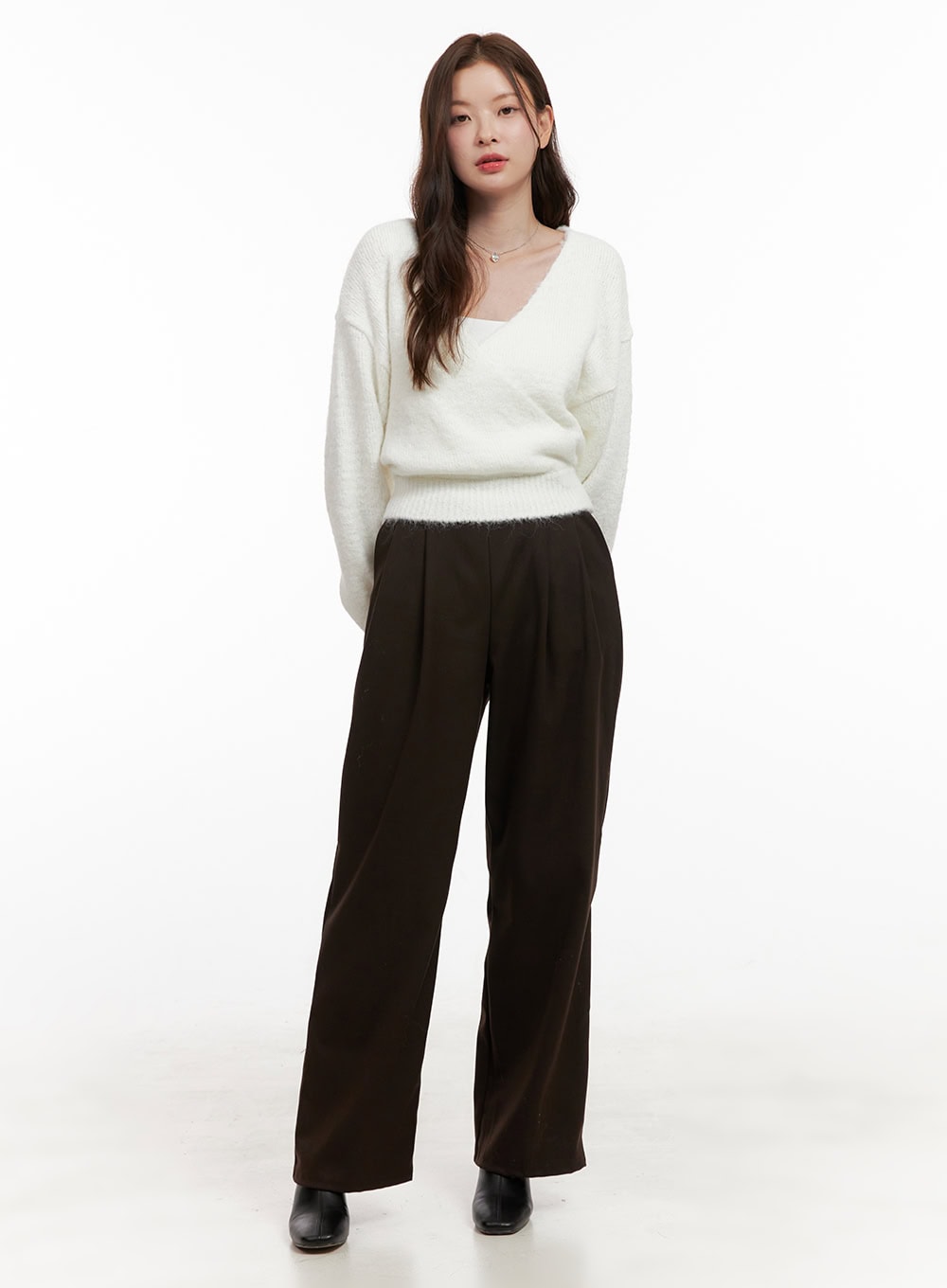 Solid Print Tailored Wool Trousers OD403