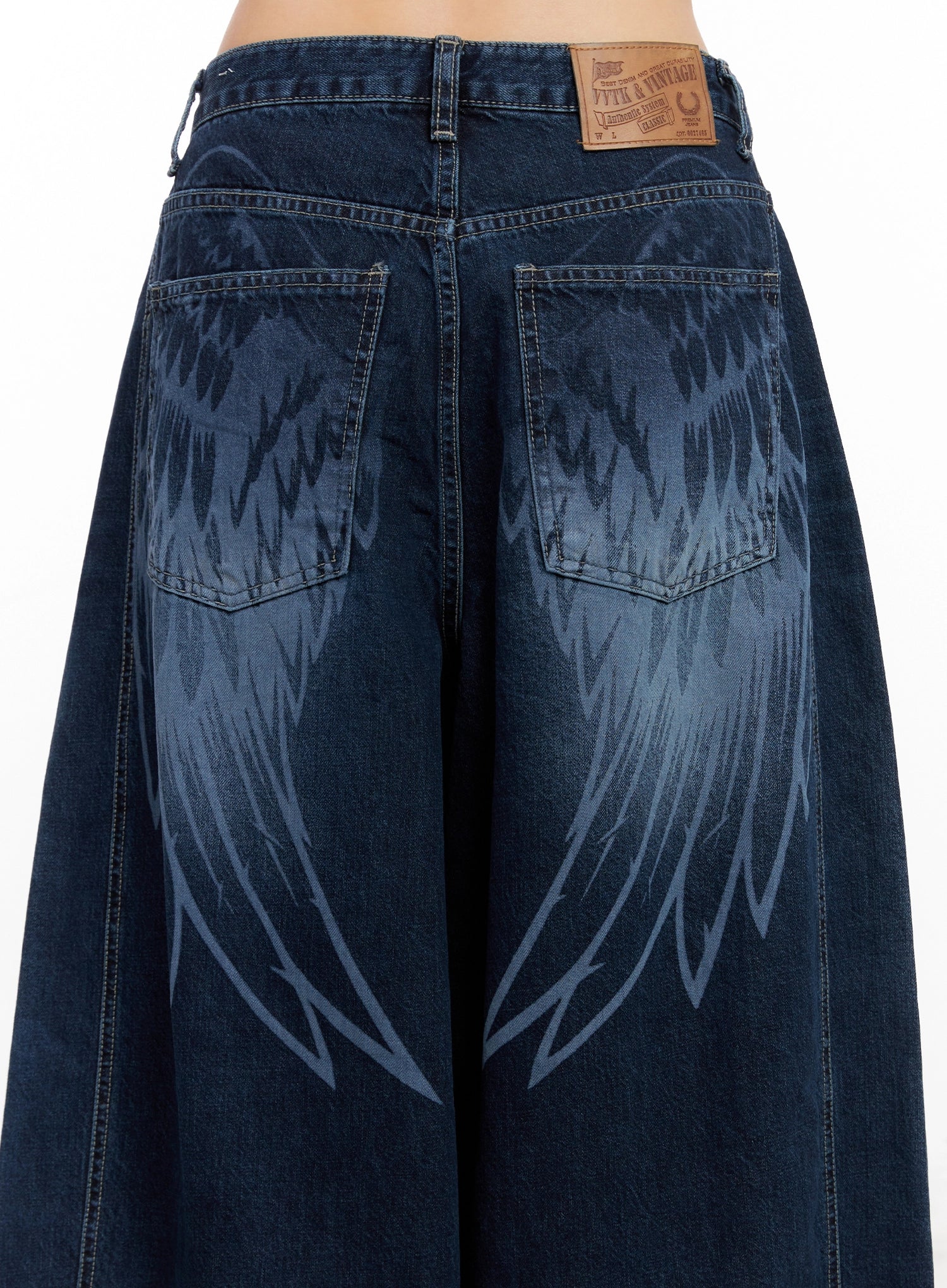 Sohee Angel Wing Print Wide-Leg Jeans IG508