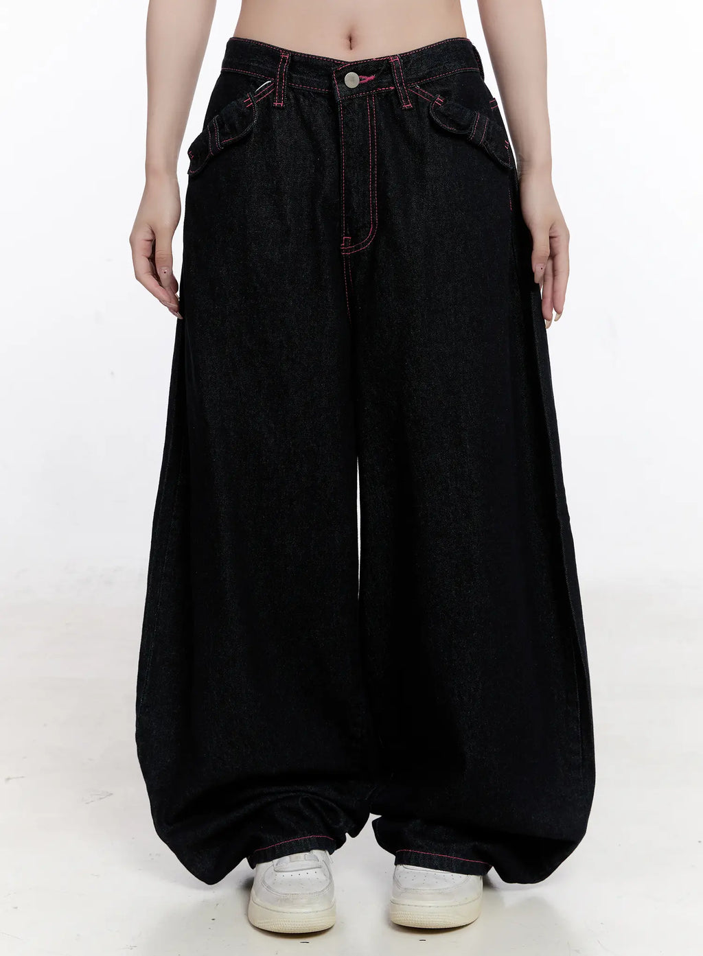 Reign Pink Stitch Denim Baggy Jeans CO501