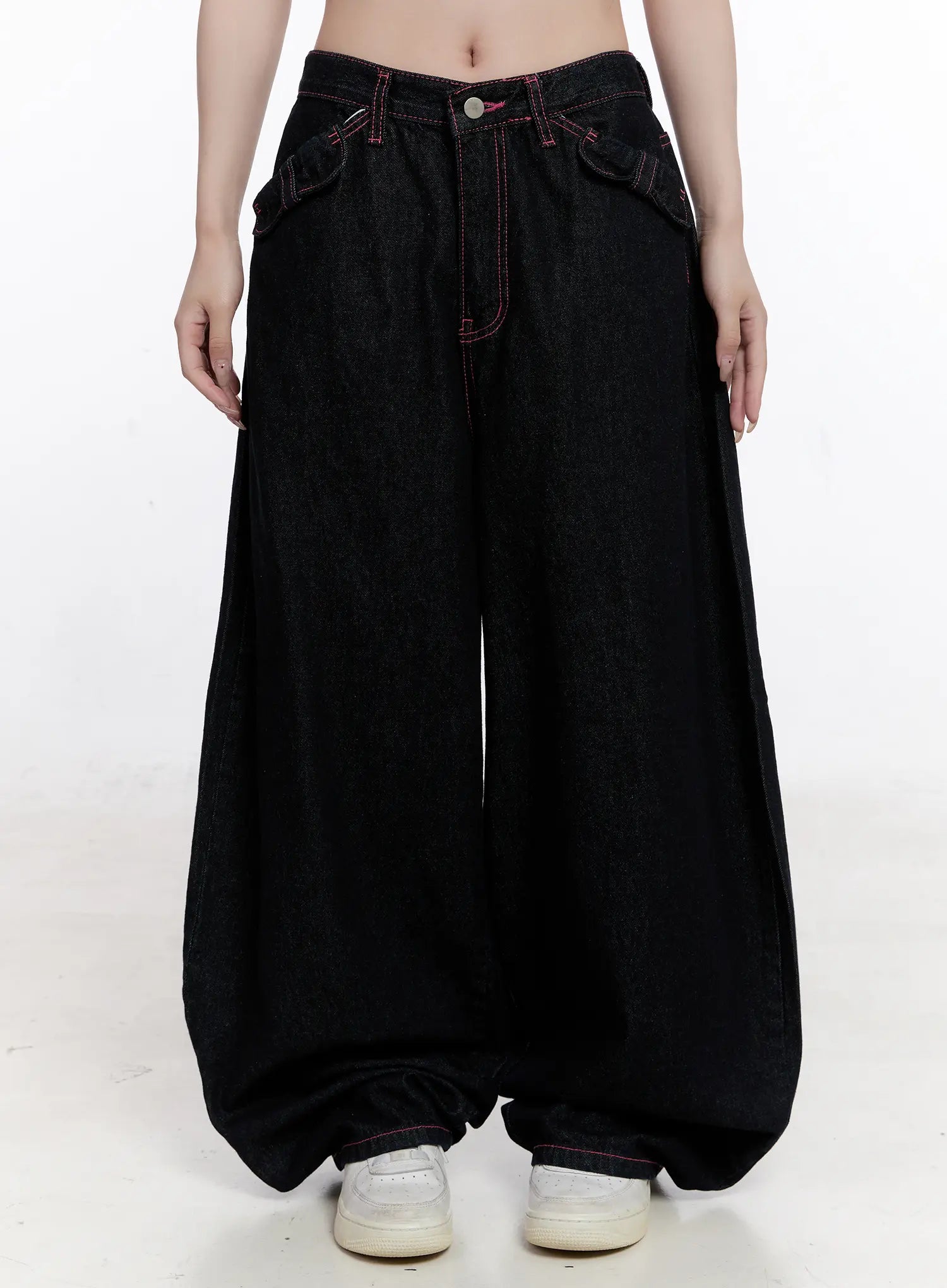 Reign Pink Stitch Denim Baggy Jeans CO501