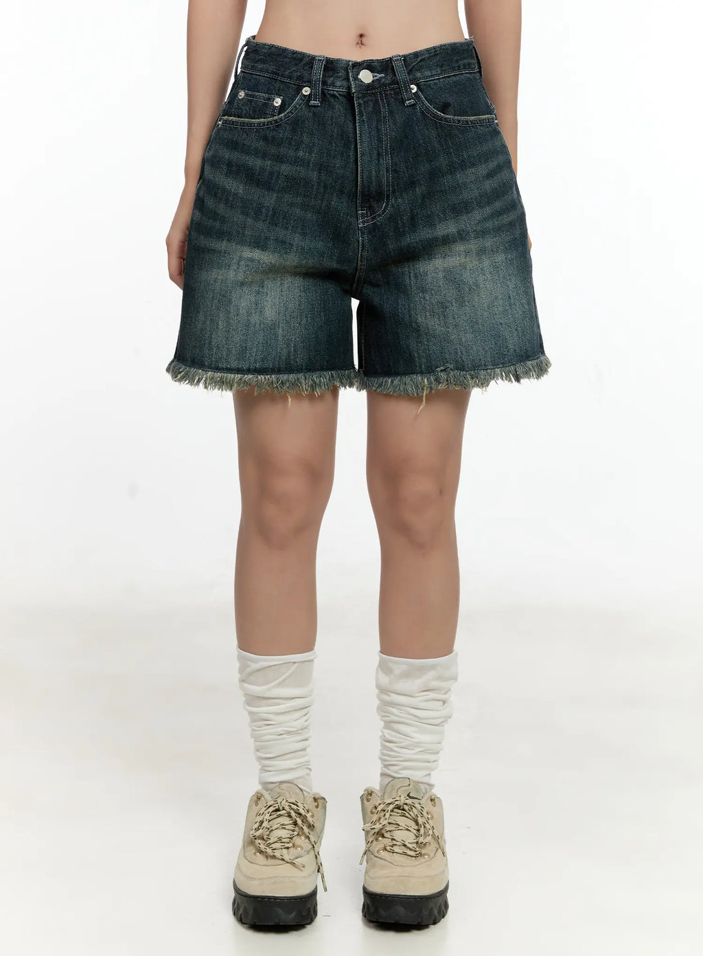 Distressed Hem Denim Shorts CL531