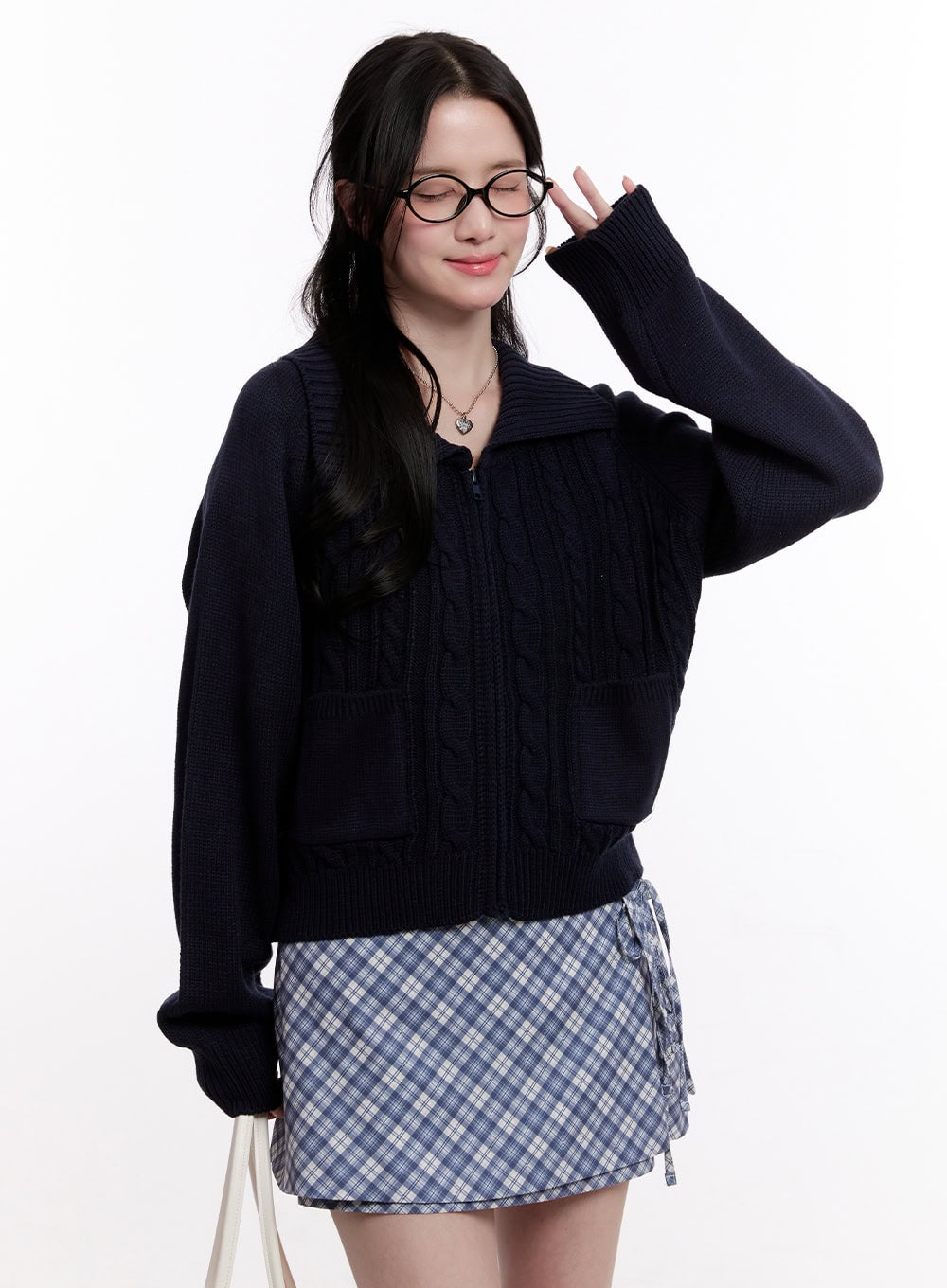 Cable Knit Zip-Up Cardigan CM526