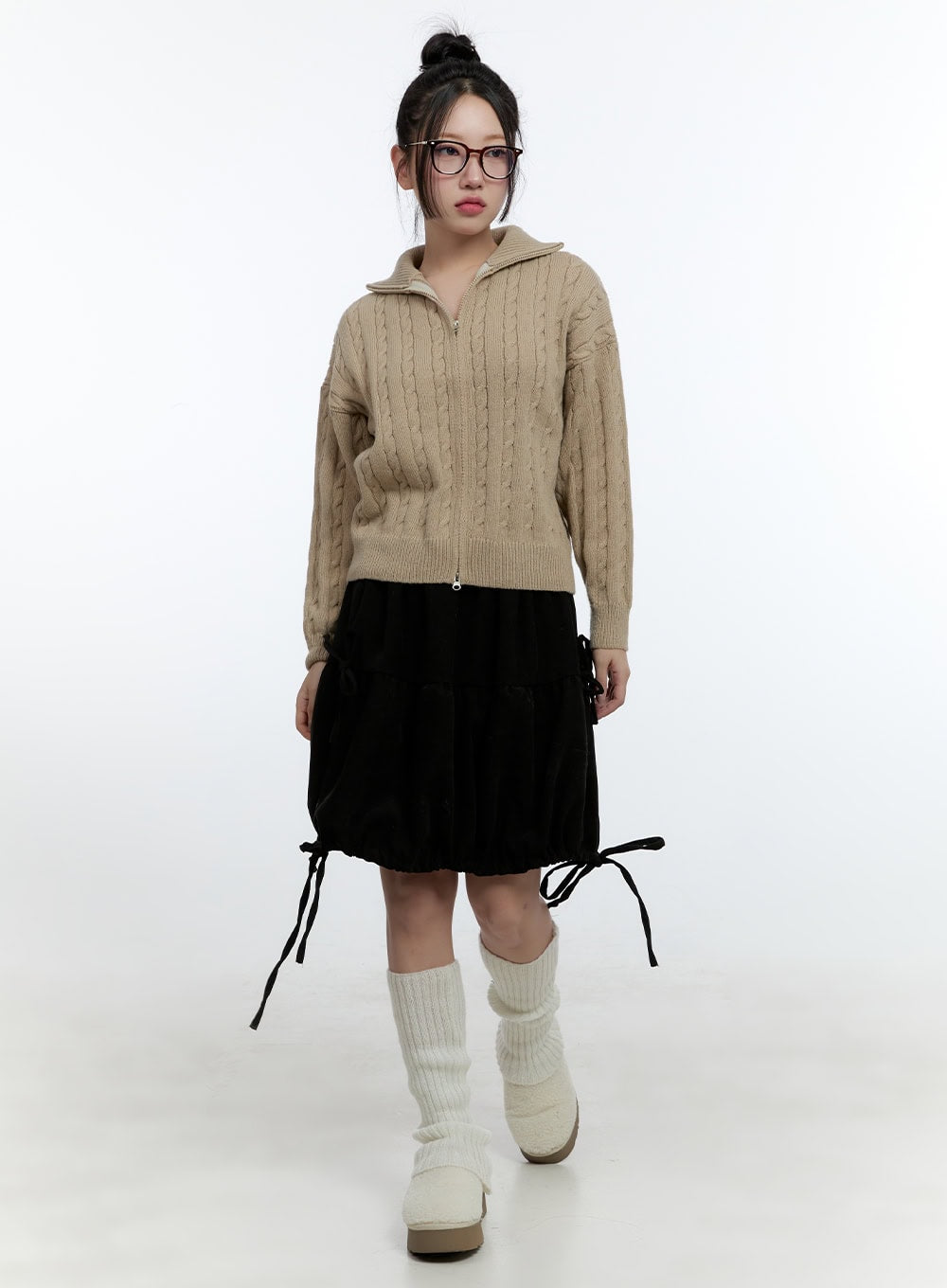 Cable Knit Zip Up Cardigan CD420