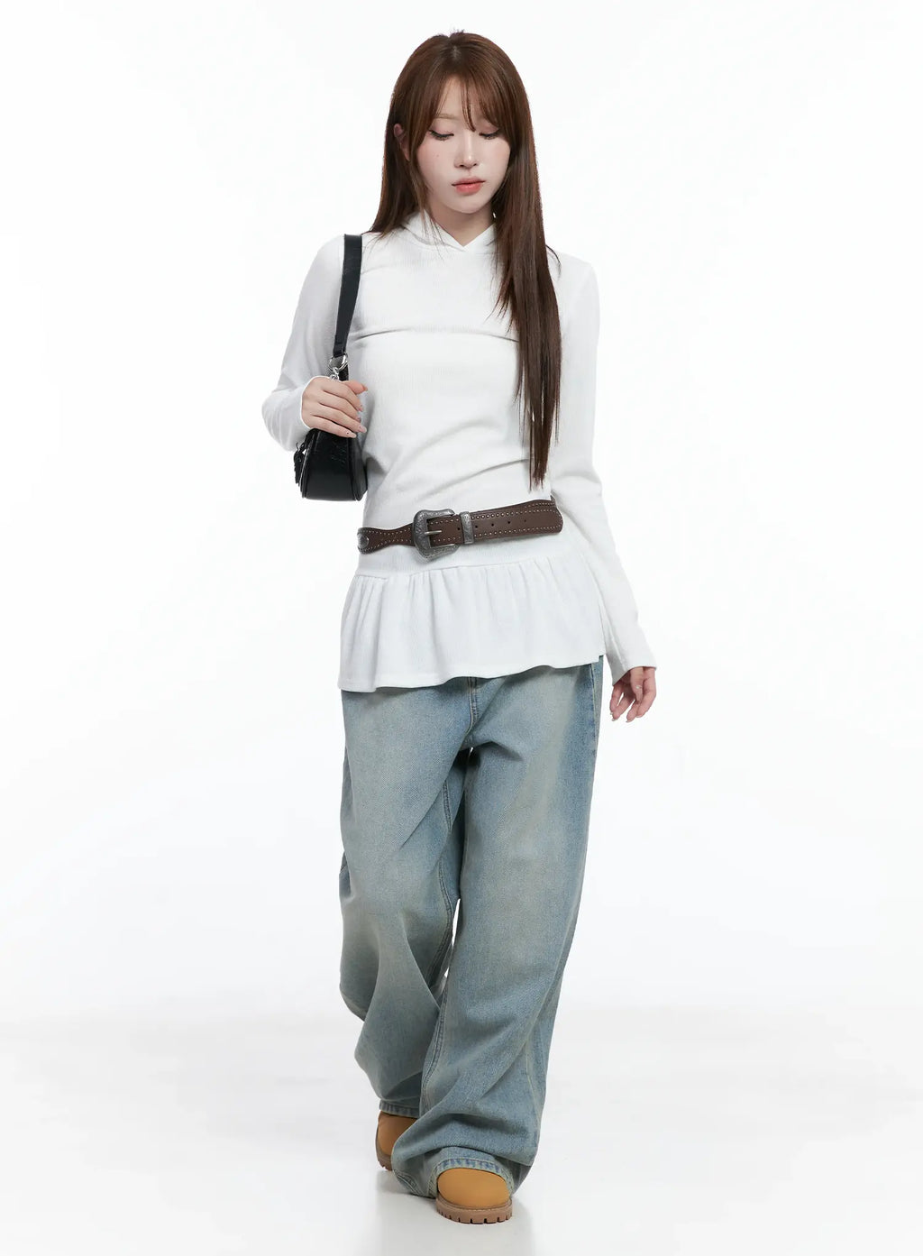 Frill Ribbed Hoodie CS501