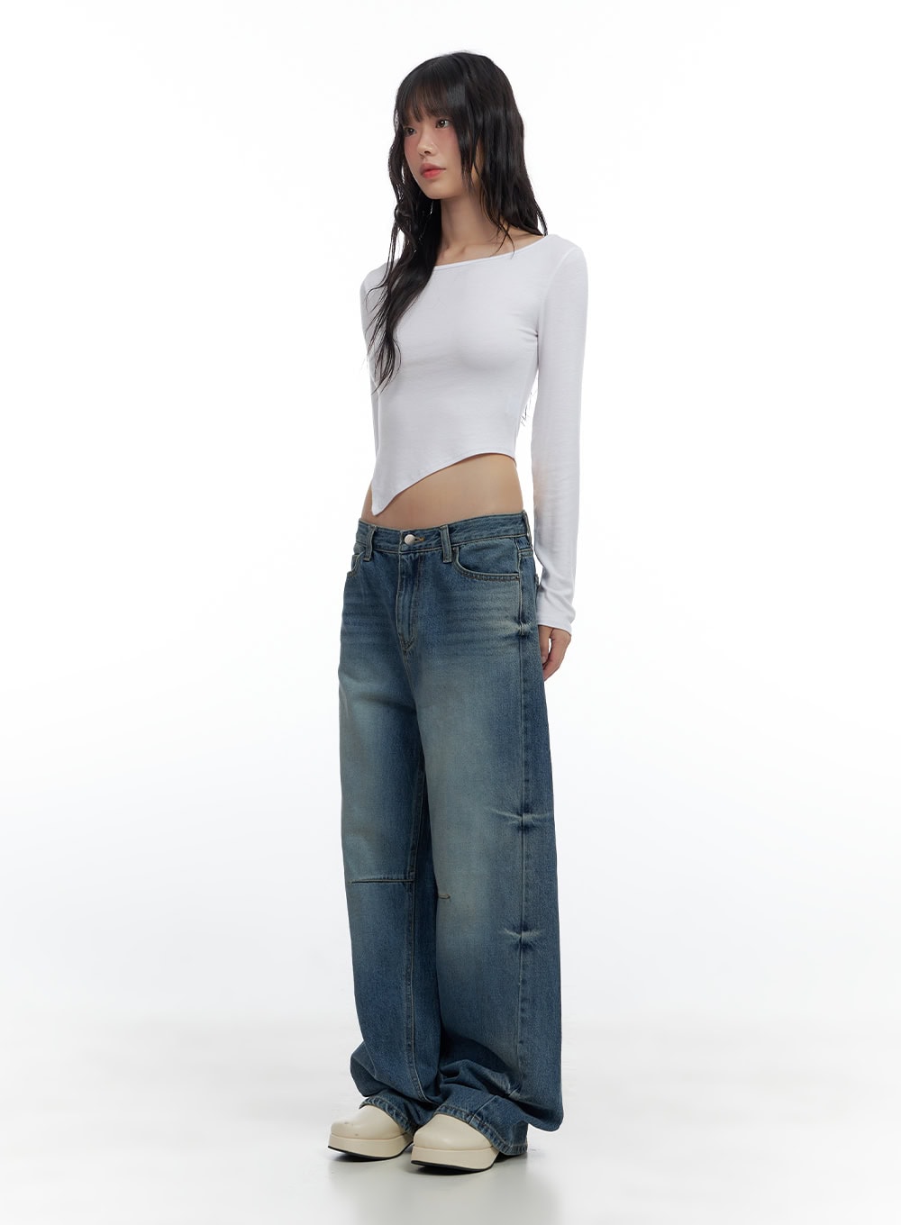 Chic Unbalanced Rayon Crop Shirt CS420