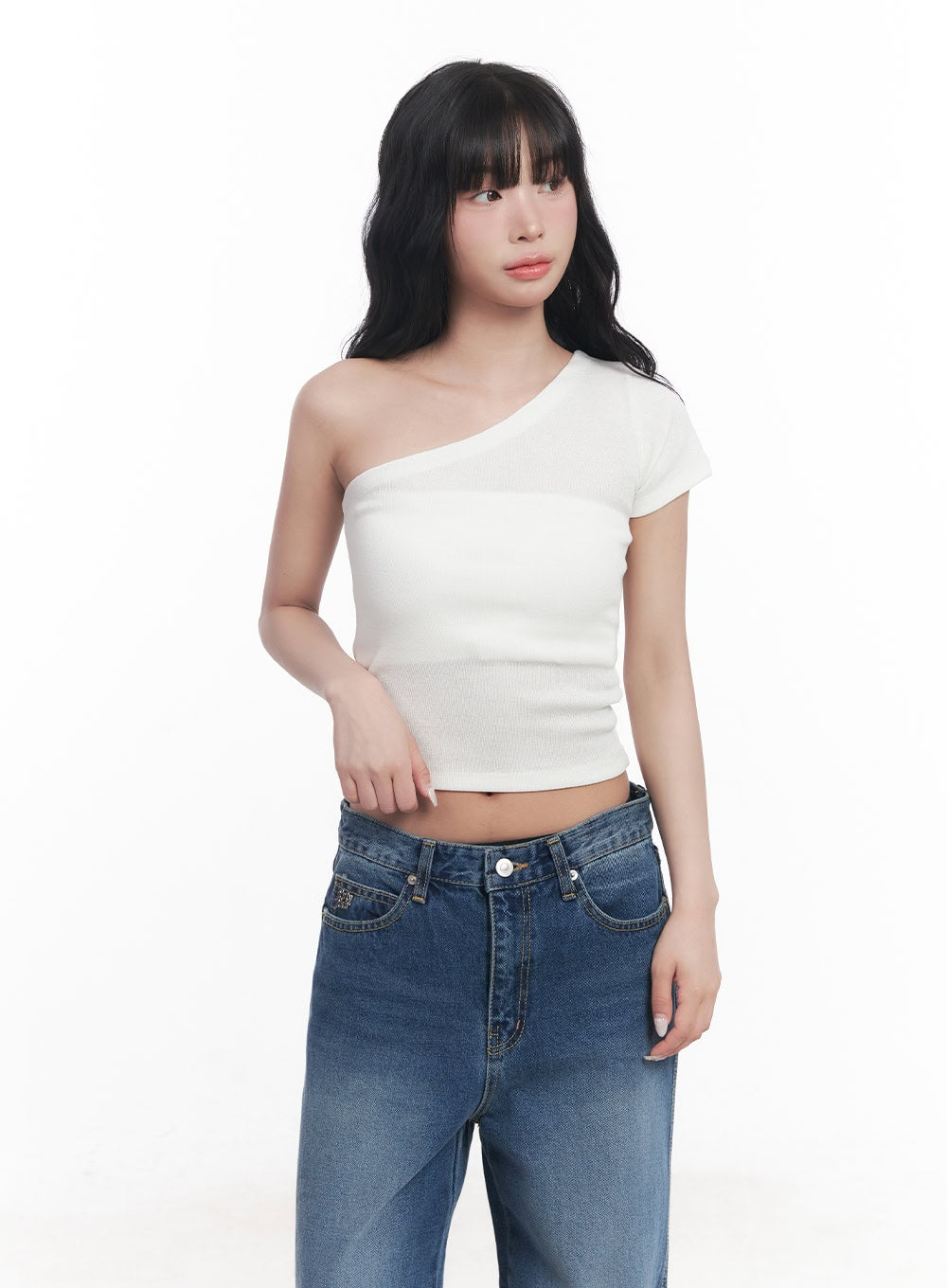 Essential One-Shoulder Crop Top CY527