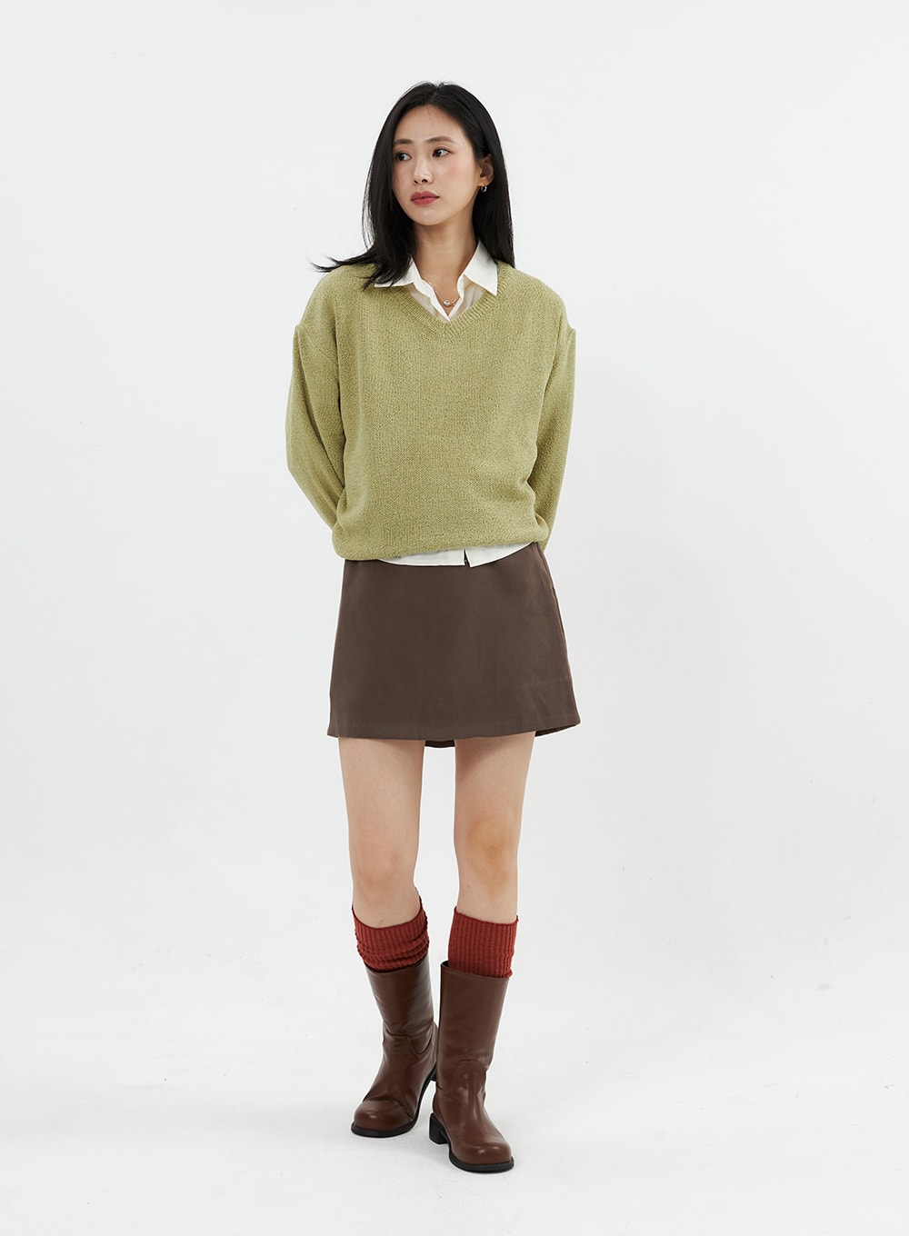 V-Neck Knit Sweater OO305