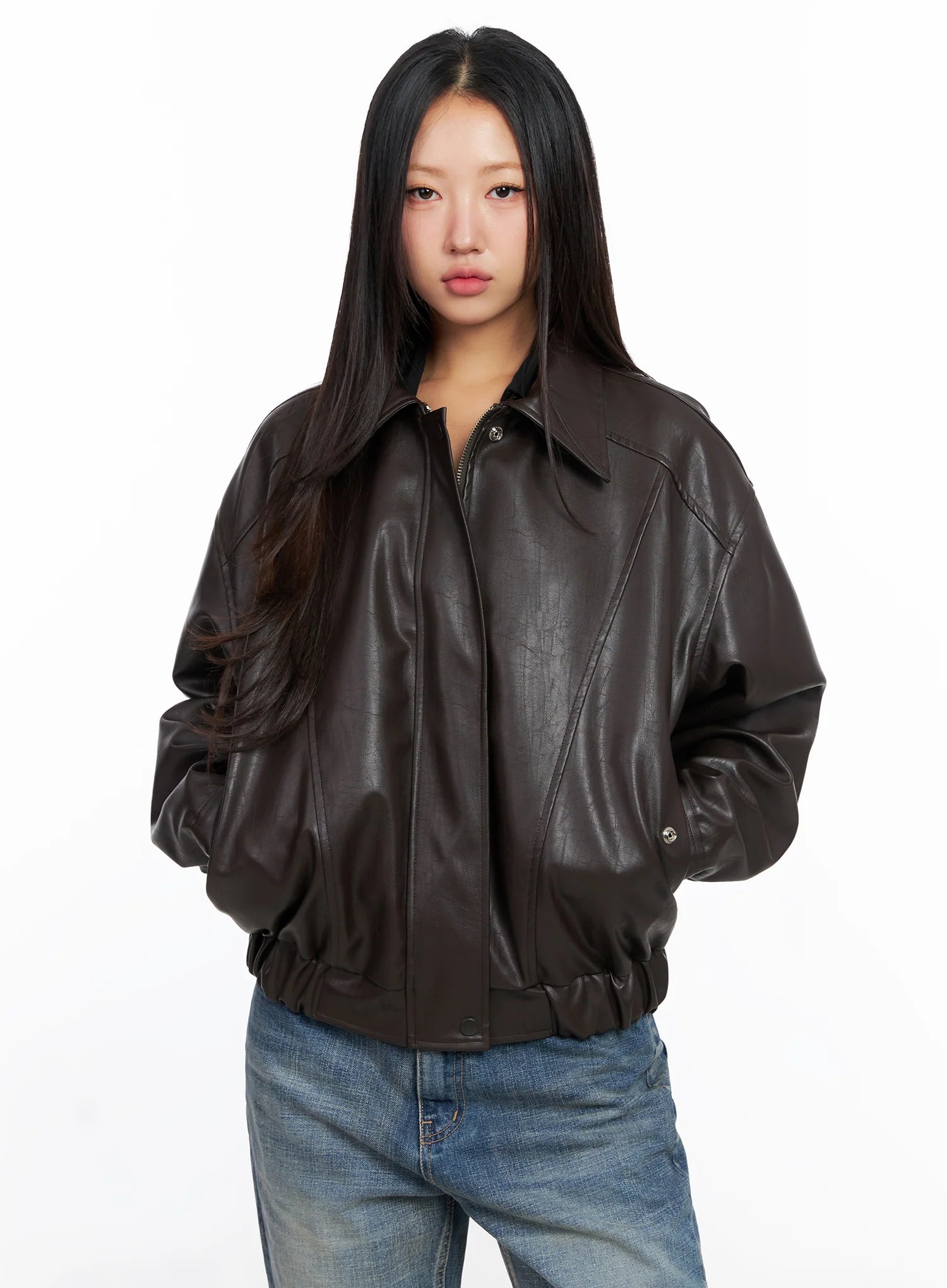 Faux Leather Bomber Jacket CD321