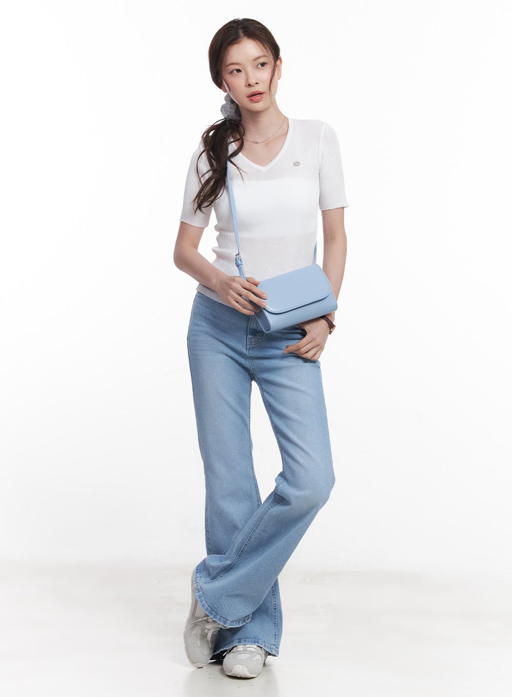 Sheer V-Neck Linen Short Sleeve Sweater CY519