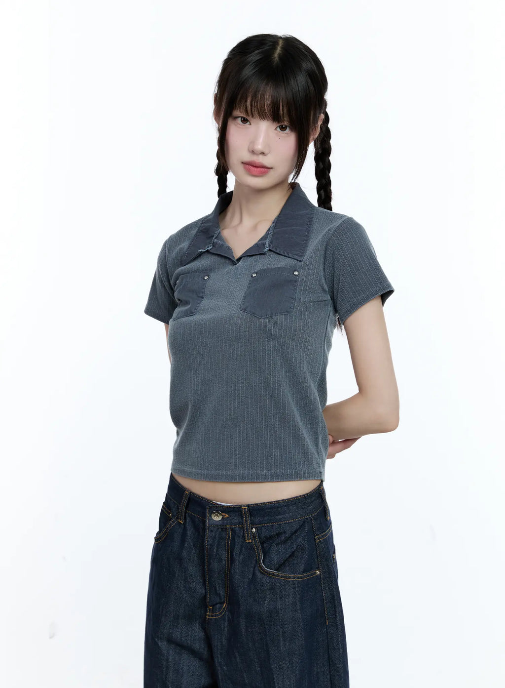 Studded Pocket Collared Tee CG511